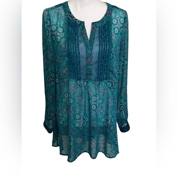 A Pea In The Pod teal floral maternity top Medium - Picture 1 of 7